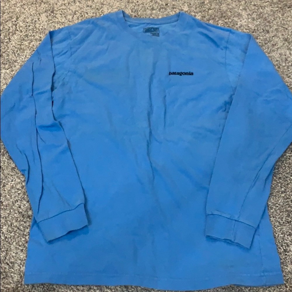 blue patagonia long sleeve tee